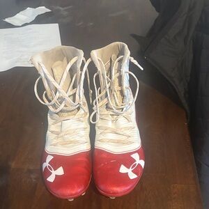 Under Armour Red and White Sports Cleats retro